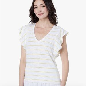 Lilla P Flutter Sleeve V-neck Top l Size M